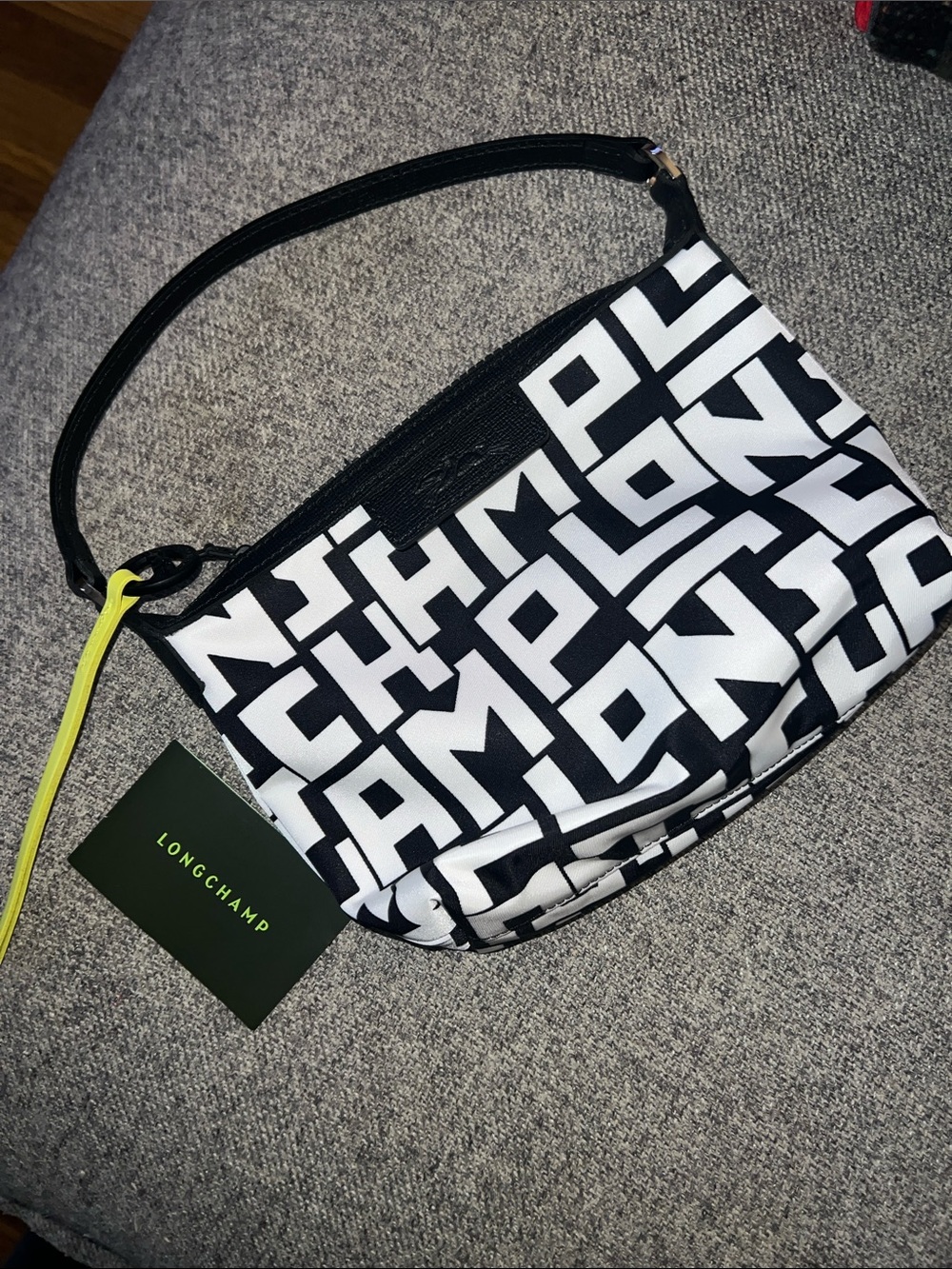 Longchamp Le Pliage Black & White Graphic Bag NWOT
